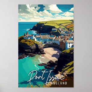 Port Issac England Vintage Reise Illustration Poster