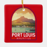 Port Louis Mauritius Reisen Kunst Vintag Keramikornament<br><div class="desc">Port Louis retro Vektorgeflecht Design. Port Louis ist die Hauptstadt von Mauritius,  im Indischen Ozean.</div>