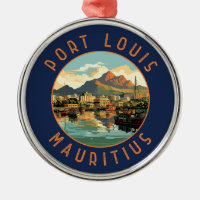 Port Louis Mauritius Retro Distressed Circle