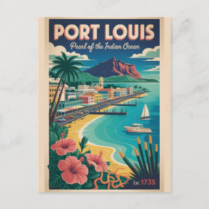 Port Louis Mauritius Retro-Reiseposter-Kunst Feiertagspostkarte