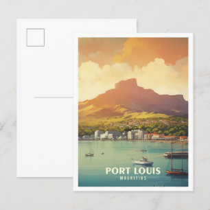 Port Louis Mauritius Vintage Reise - Illustration Postkarte