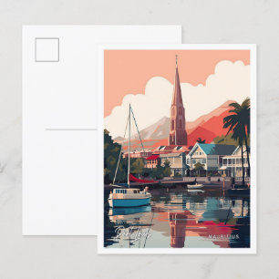 Port Louis Mauritius Vintage Reiseillustration Postkarte