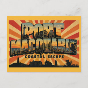 Port Macquarie NSW Küstenflucht Vintage Art Postkarte