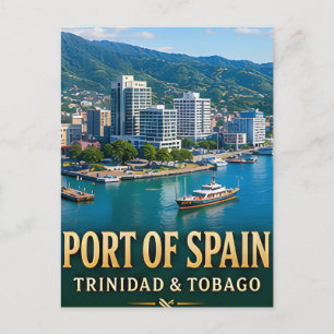 Port of Spain Ufer und karibische Energie Postkarte