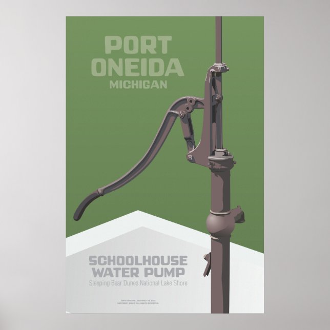 Port Oneida, Michigan - Schoolhouse Wasserpumpe Poster (Vorne)