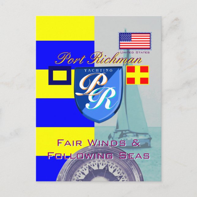 Port Richman Fair Wind Folk Seas USA Postkarte (Vorderseite)
