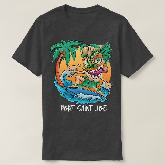 Port Saint Joe Florida Palm Tree Surfing Beach Vac T-Shirt (Design vorne)