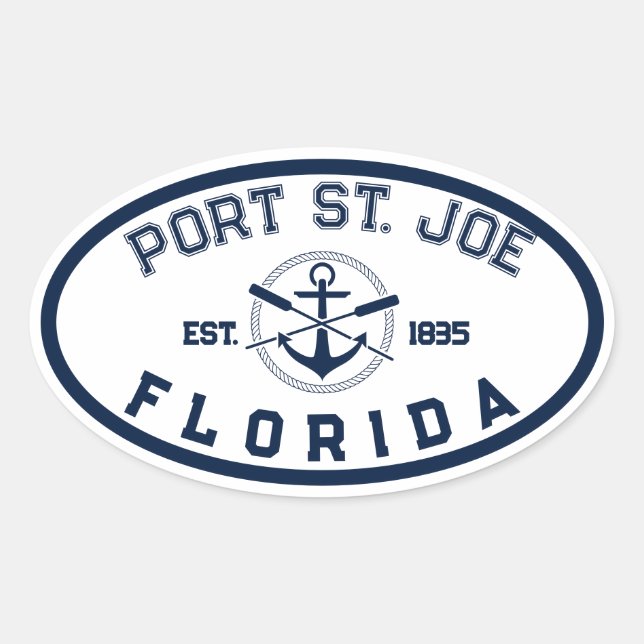 Port St. Joe Florida Beaches Navy Oars Anchor Ovaler Aufkleber (Vorderseite)