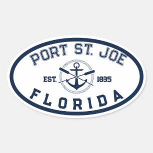 Port St. Joe Florida Strände Navy Ruder Anker Ovaler Aufkleber