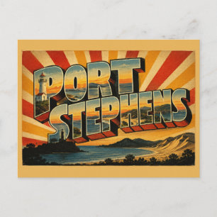 Port Stephens NSW Australien Vintage Reise Kunst Postkarte