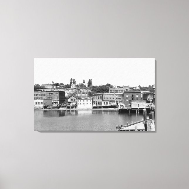 Port Townsend, WA Waterfront Stadtansicht Fotograf Leinwanddruck (Vorderseite)