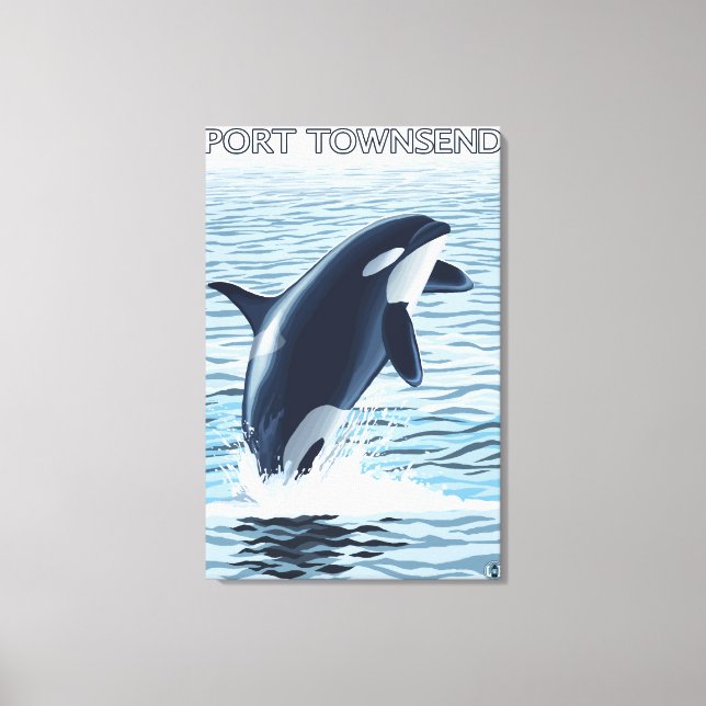 Port Townsend, WashingtonOrca Jumping Leinwanddruck (Vorderseite)