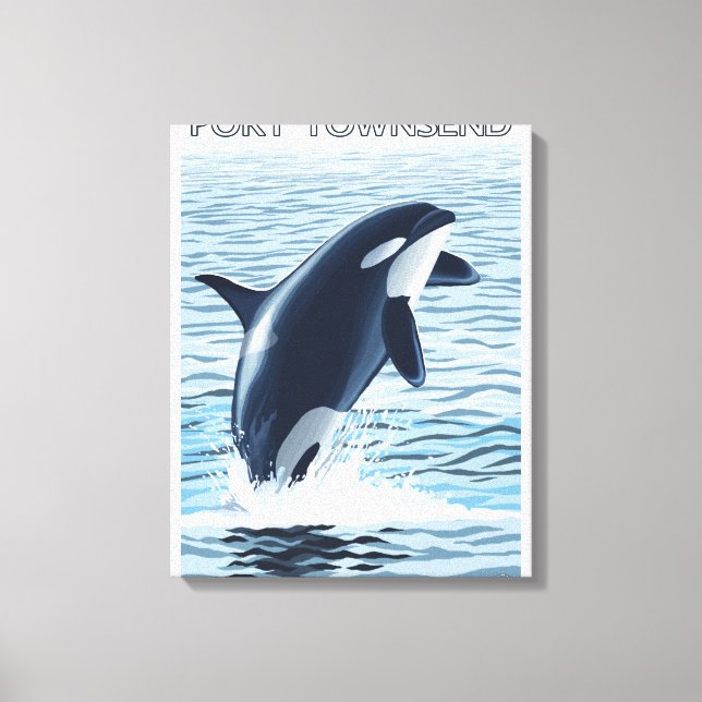 Port Townsend, WashingtonOrca Jumping Leinwanddruck (Vorderseite)