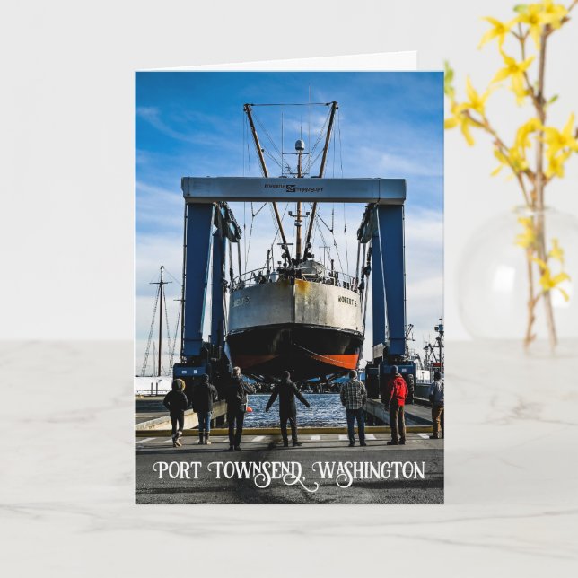 Port Townsend Werft Fotografie Karte (Gelbe Blume)