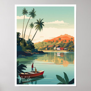 Port Vila Vanuatu Kunst Vintage Reiseillustration Poster