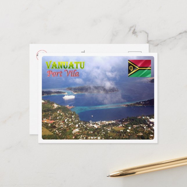 Port Vila - Vanuatu - Luftansicht - Postkarte (Vorderseite/Rückseite Beispiel)