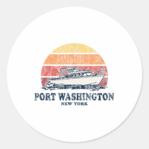 Port Washington Ny Vintag Bootfahren 70er Retro Bo Runder Aufkleber