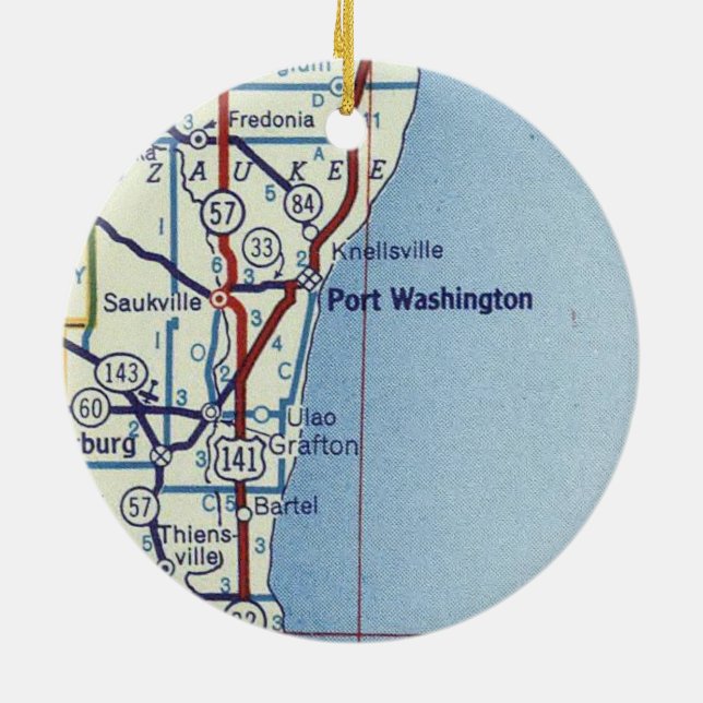 Port Washington WI Map Keramik Ornament (Hinten)