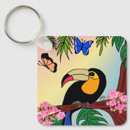 Porta-chaves Tucano tropical e borboletas Schlüsselanhänger