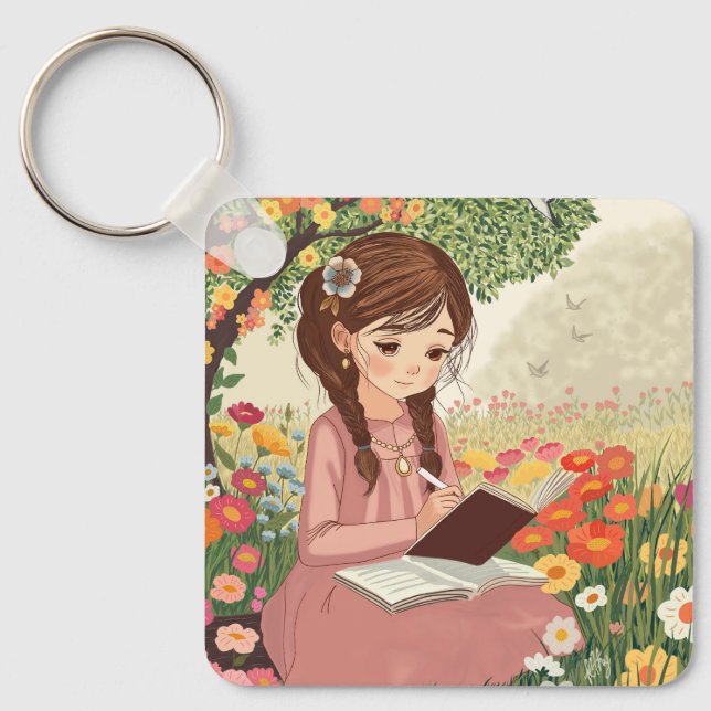 Porta-chaves Uma jovem de cabelos trançados Schlüsselanhänger (Vorderseite)