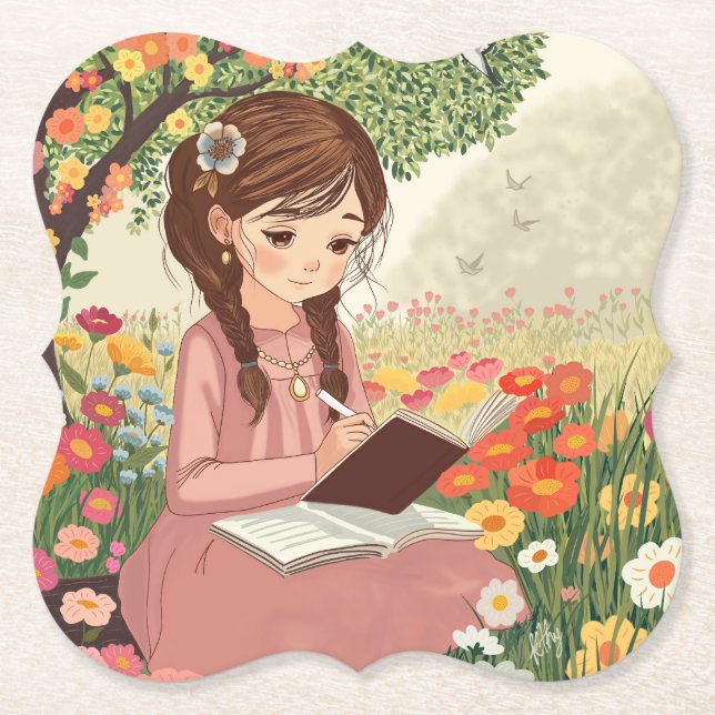 porta copos de papel Menina no Jardim Untersetzer (Vorderseite)