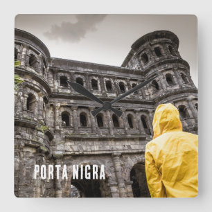 Porta Nigra in Trier Rheinland-Pfalz Deutschland Quadratische Wanduhr