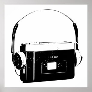Portable Cassette Player der 80er Jahre, Walkman. Poster