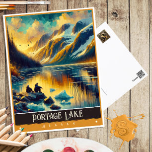 Portage Lake, Alaska Vintage Gemälde Postkarte