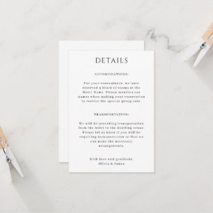 Portait Wedding Details Card Einladung