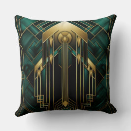 Portal Art Deco - Smaragd und Dorure Kissen