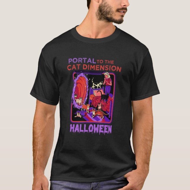 Portal zur Katzendimension Halloween T-Shirt (Vorderseite)