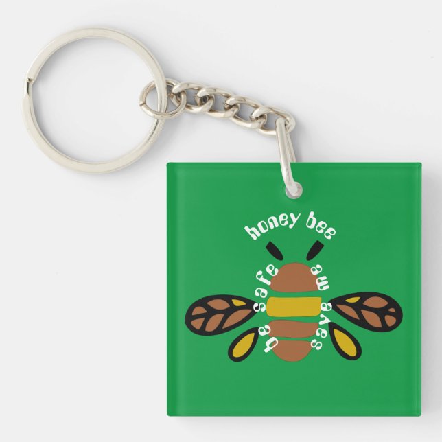 Porte-clefs Honey bee acrylique - carré vert Schlüsselanhänger (Vorderseite)