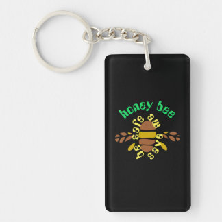 Porte-clefs Honey bee acrylique - rectangle noir Schlüsselanhänger