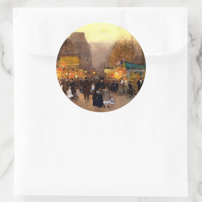 Porte Saint Martin zu Weihnachten in Paris Runder Aufkleber (Tasche)