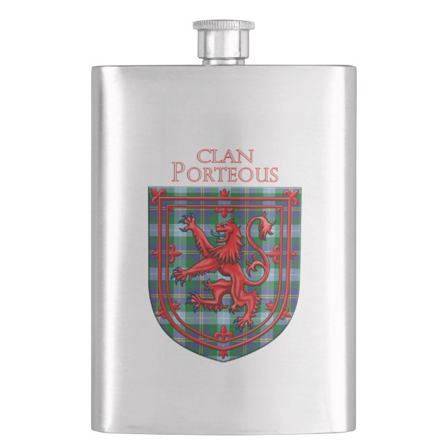 Porteous Tartan Scottish Kariert Lion Rampant Flachmann (Vorderseite)