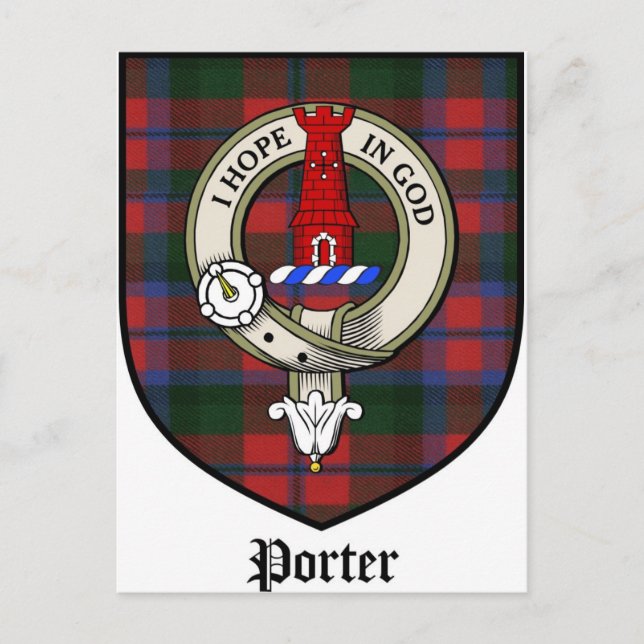 Porter Clan Wappen Abzeichen Tartan Postkarte (Vorderseite)