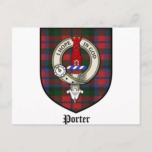 Porter Clan Wappen Abzeichen Tartan Postkarte (Vorderseite)