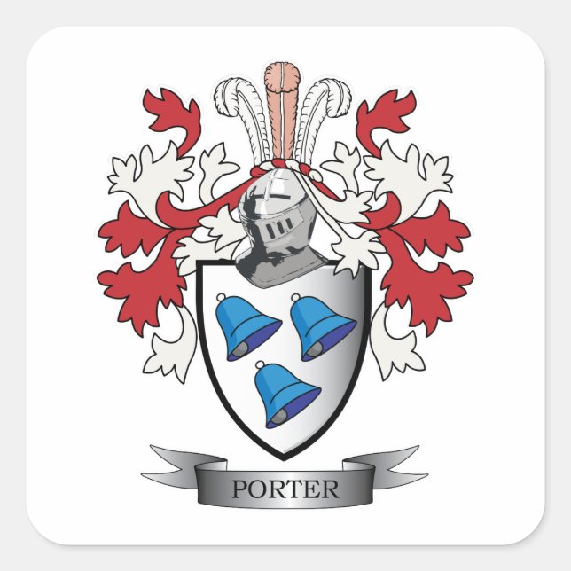 Porter-Familienwappen-Wappen Quadratischer Aufkleber (Vorderseite)