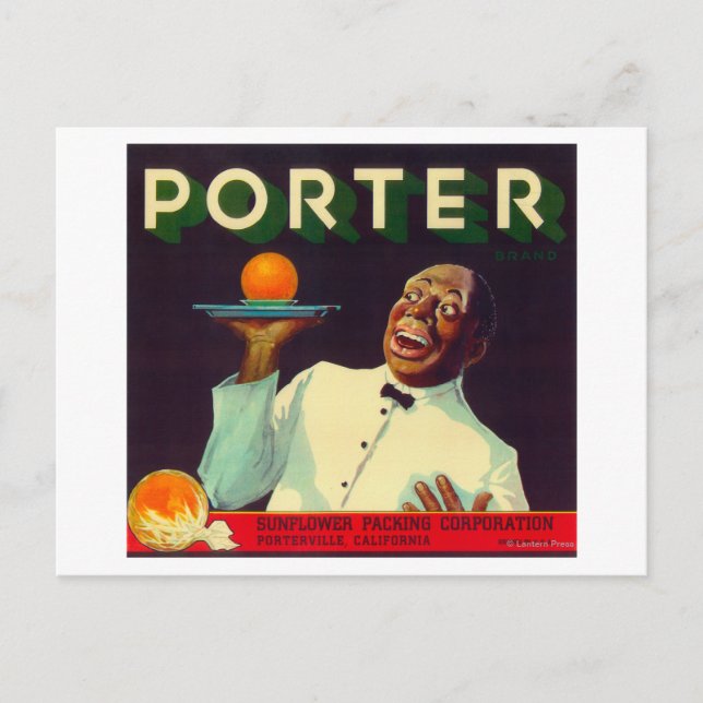 Porter Orange LabelPorterville, CA Postkarte (Vorderseite)