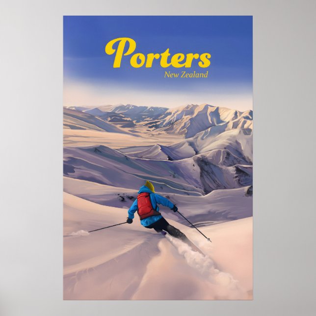 Porters Skigebiet Reiseplakat Poster (Vorne)