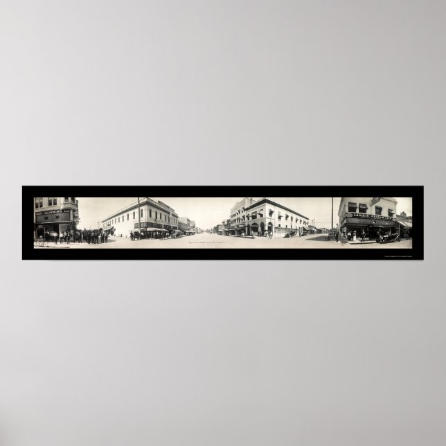 Porterville CA Streets Foto 1914 Poster (Vorne)