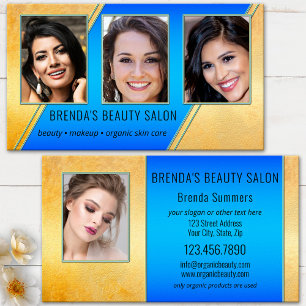 Portfolio-Frisiersalon Blau Gold  Visitenkarte