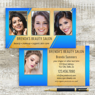 Portfolio-Frisiersalon Gold Blau Visitenkarte