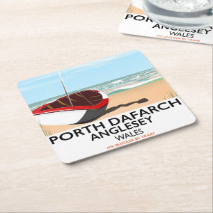 Porth Dafarch, Anglesey Vintage Reiseplakat Rechteckiger Pappuntersetzer
