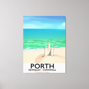 Porth Newquay Sandburg Reise Druck Leinwanddruck