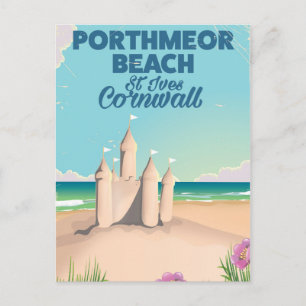 Porthmeor Beach, St Ives, Cornwall Reiseplakat Postkarte