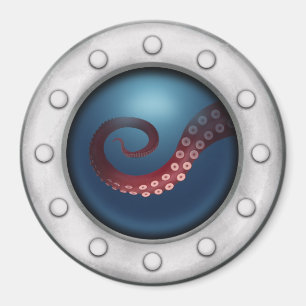 Porthole-Fenster in den Tiefen-See-Steampunk Magnet