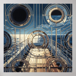 Porthole Nautical Ocean Liner Luxury Art Deco Poster