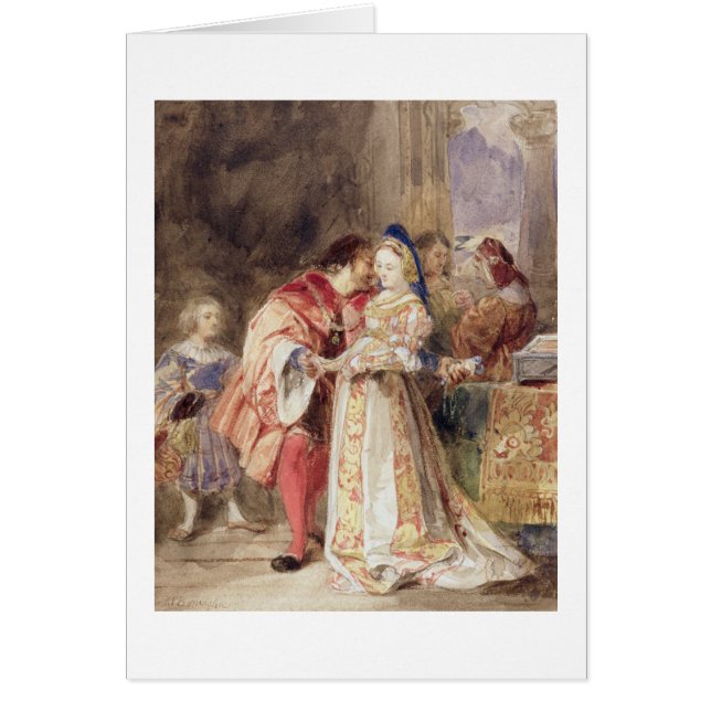 Portia und Bassanio, c.1826 (w/c, braune Tinte, (Vorne)