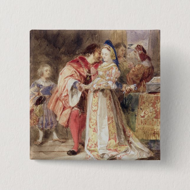Portia und Bassanio, c.1826 (w/c, braune Tinte, Button (Vorderseite)